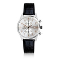 Steinhausen Chronograph, silver dial, black leather strap