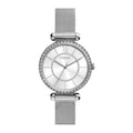 Fossil Silver mesh, crystal bezel, white dial