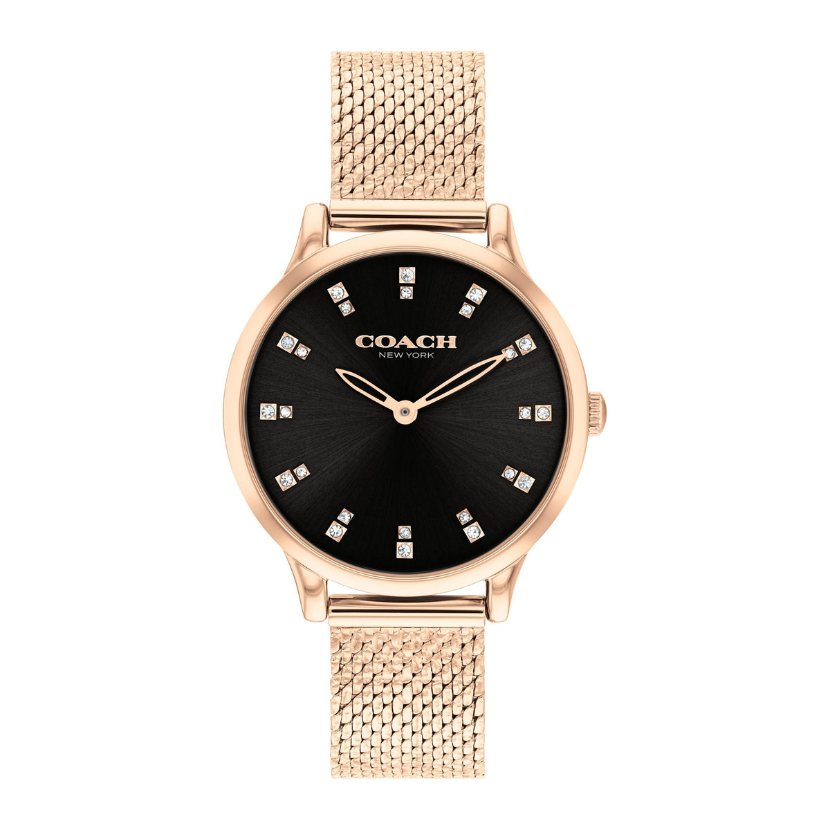 Coach Rose-gold mesh, black dial