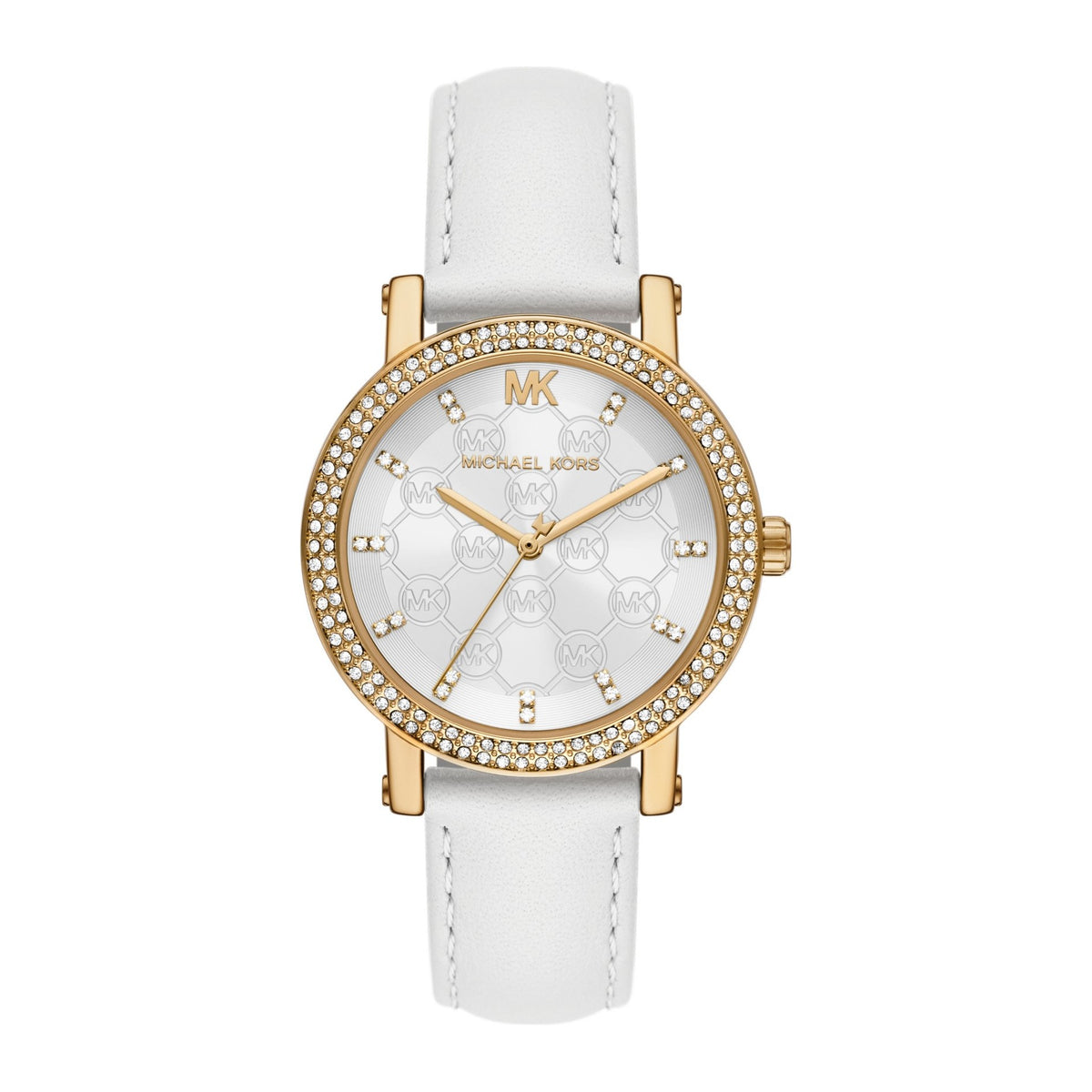 Michael Kors Gold pavé, white logo dial