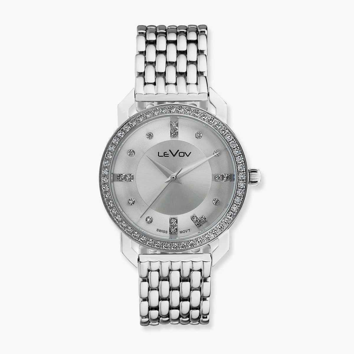 LeVov Women's silver-tone, stone-accent dial