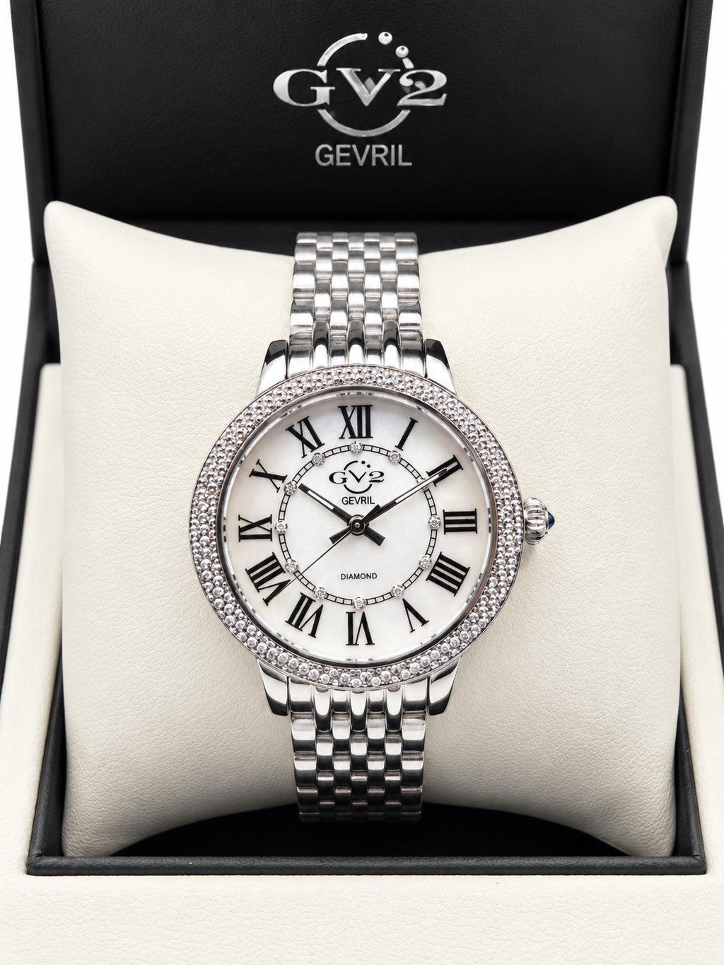 GV2 by Gevril Women's mother-of-pearl dial, diamond accents - view 2
