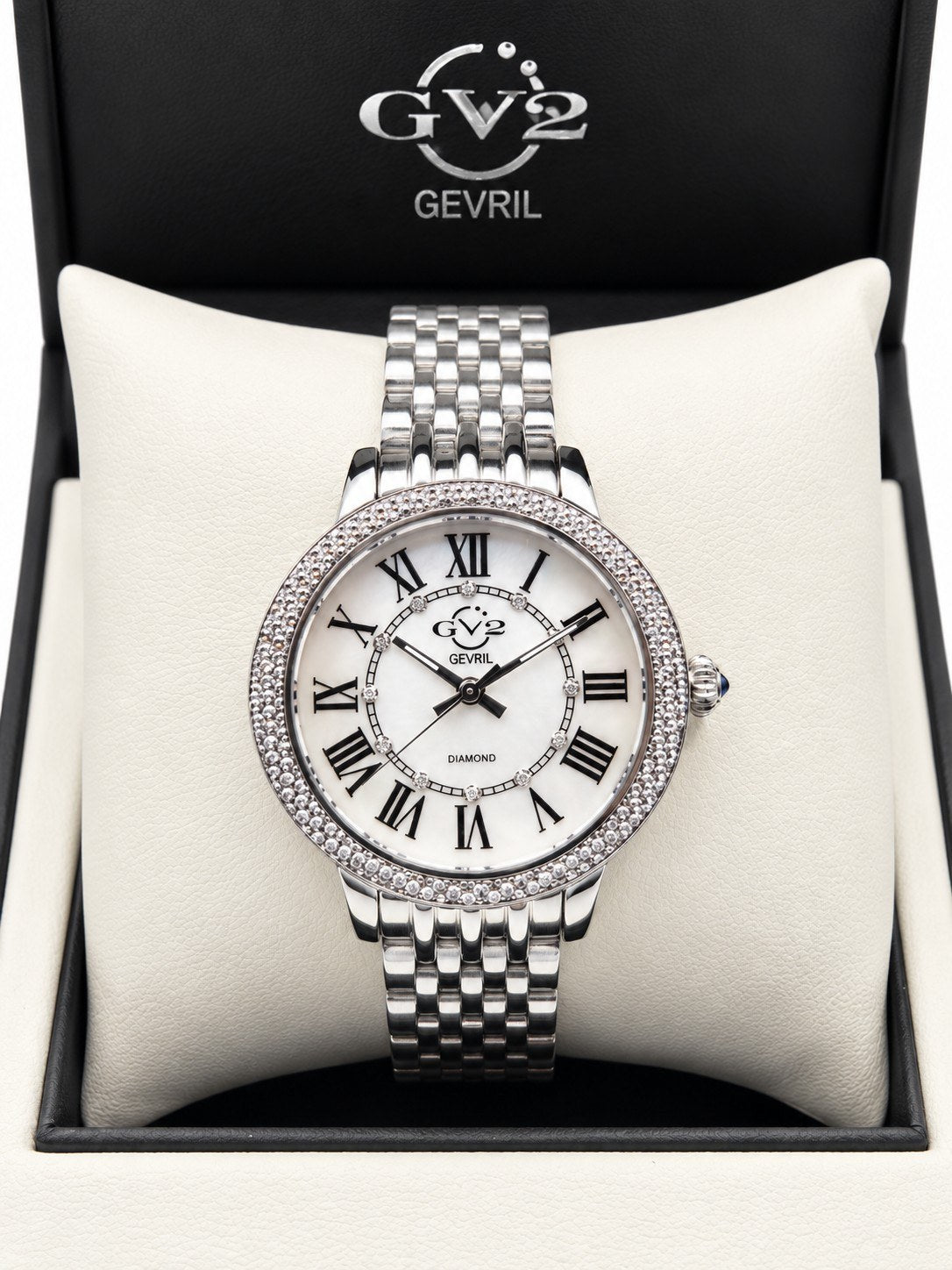 GV2 by Gevril Women's mother-of-pearl dial, diamond accents - view 2