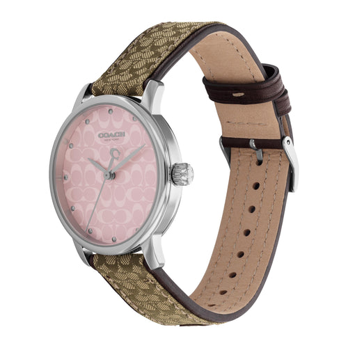 Coach Pink logo dial, signature strap - view 2