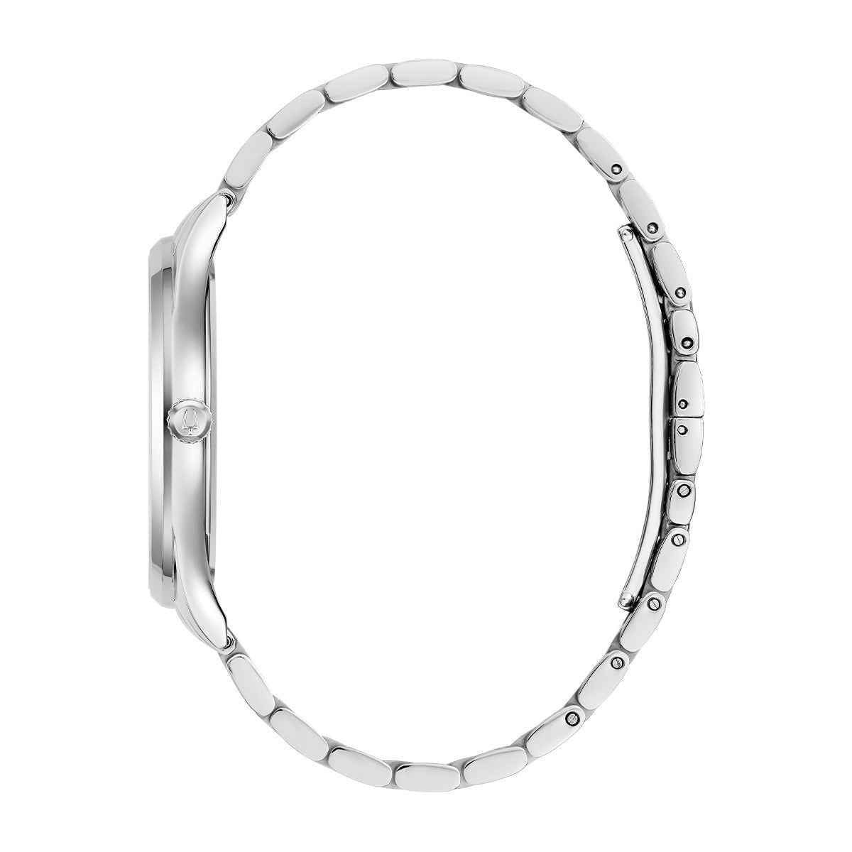 Bulova Men's white dial, steel bracelet, date - view 2