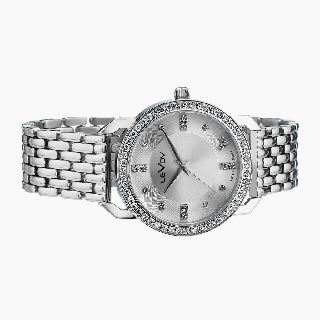 LeVov Women's silver-tone, stone-accent dial - view 2