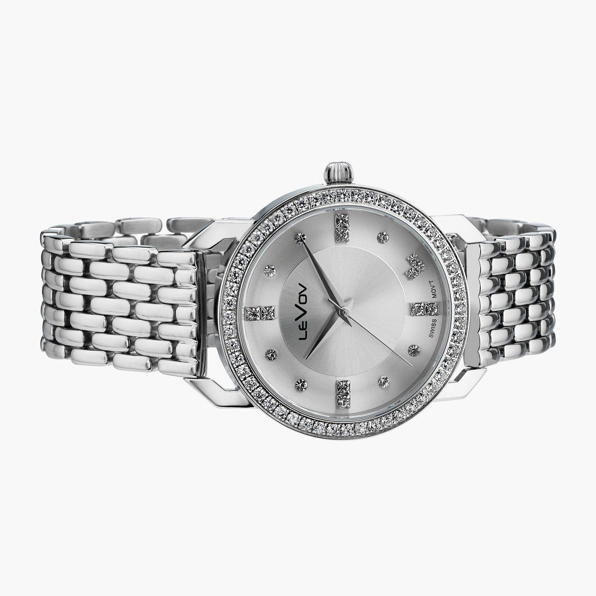 LeVov Women's silver-tone, stone-accent dial - view 2
