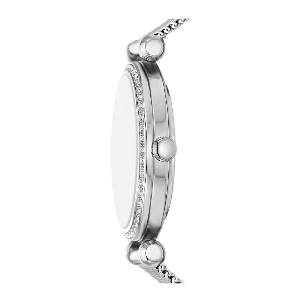 Fossil Silver mesh, crystal bezel, white dial - view 3
