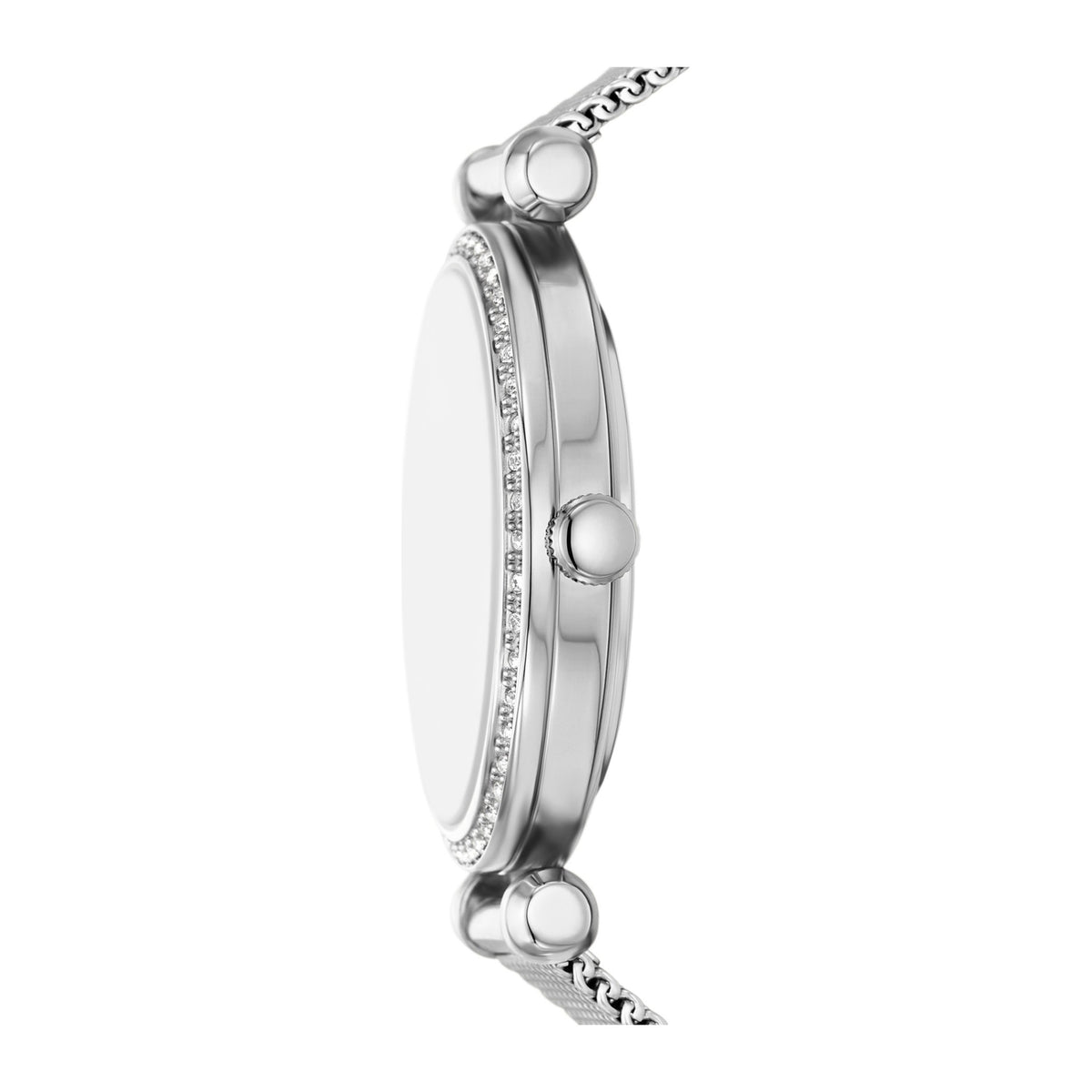 Fossil Silver mesh, crystal bezel, white dial - view 3