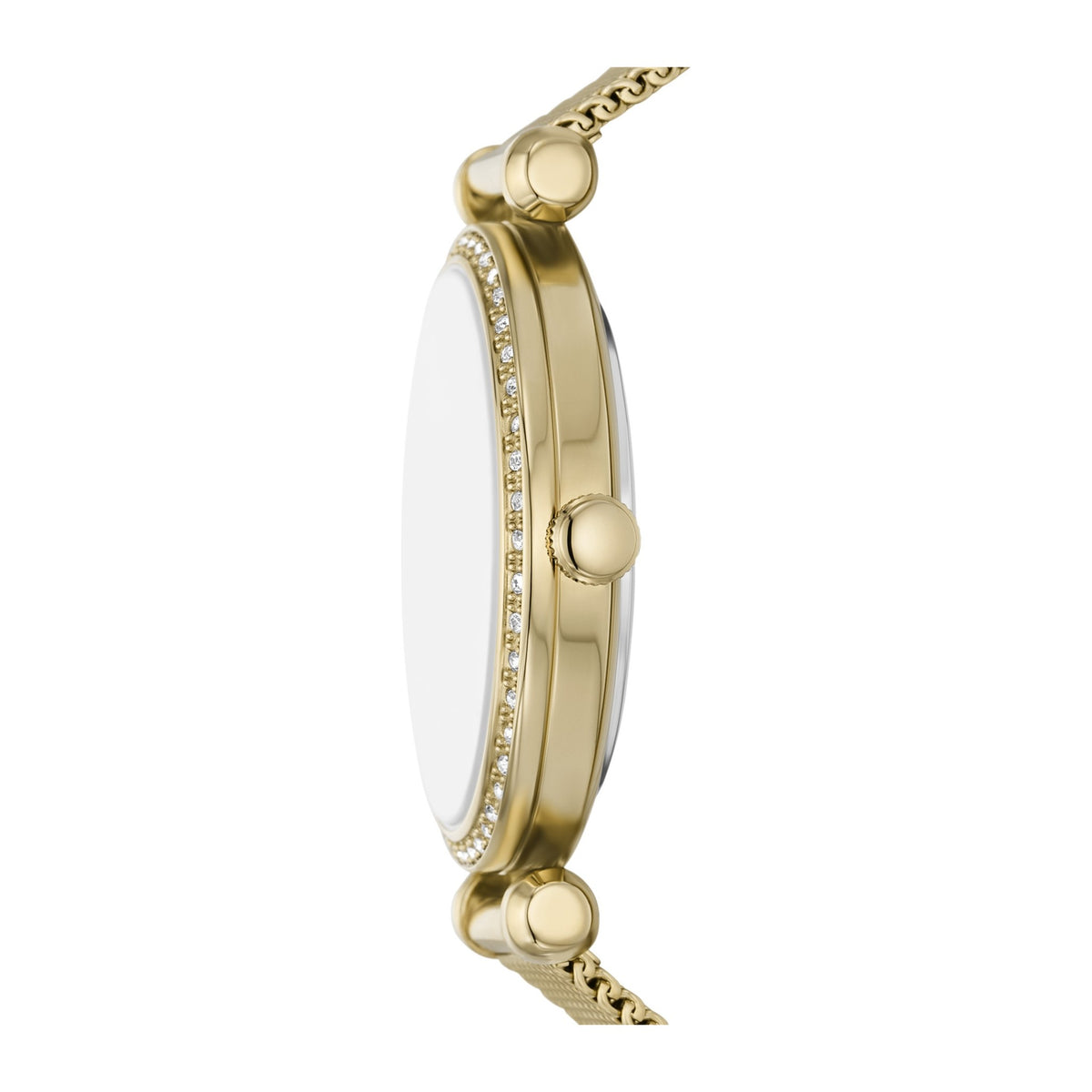Fossil Gold mesh, crystal bezel, white dial - view 3