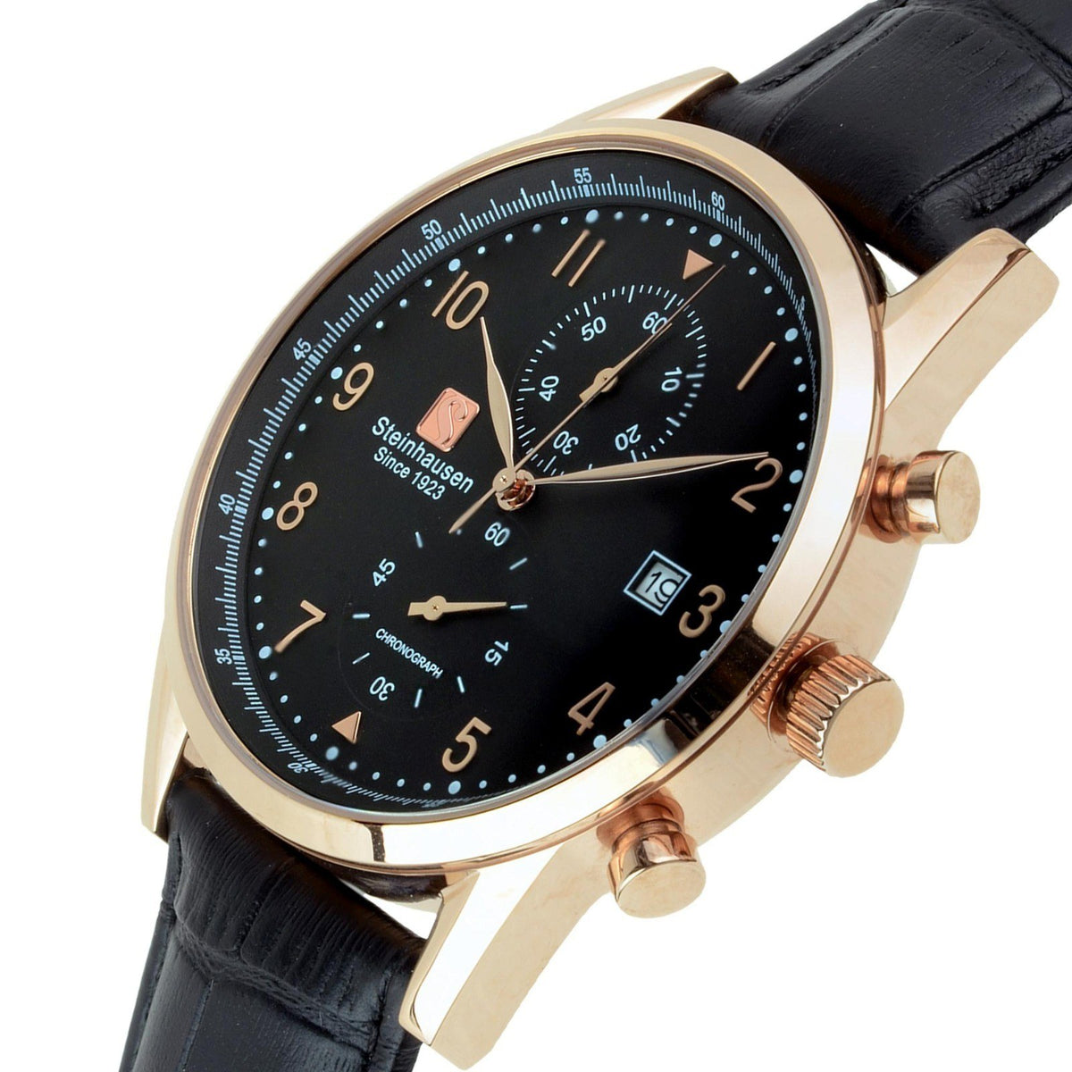 Steinhausen Lugano 42mm chronograph, rose gold, black dial - view 3