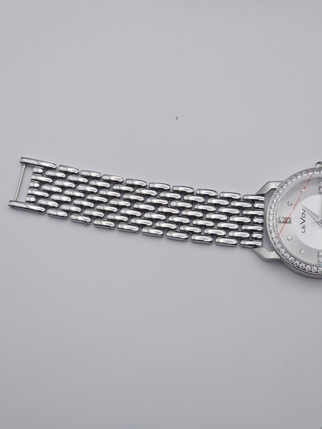 LeVov Silver-tone, silver dial, stone-set bezel - view 4