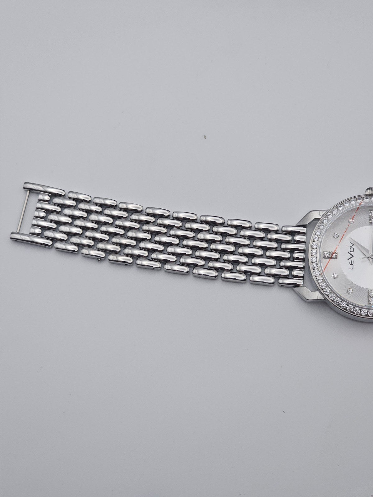 LeVov Silver-tone, silver dial, stone-set bezel - view 4