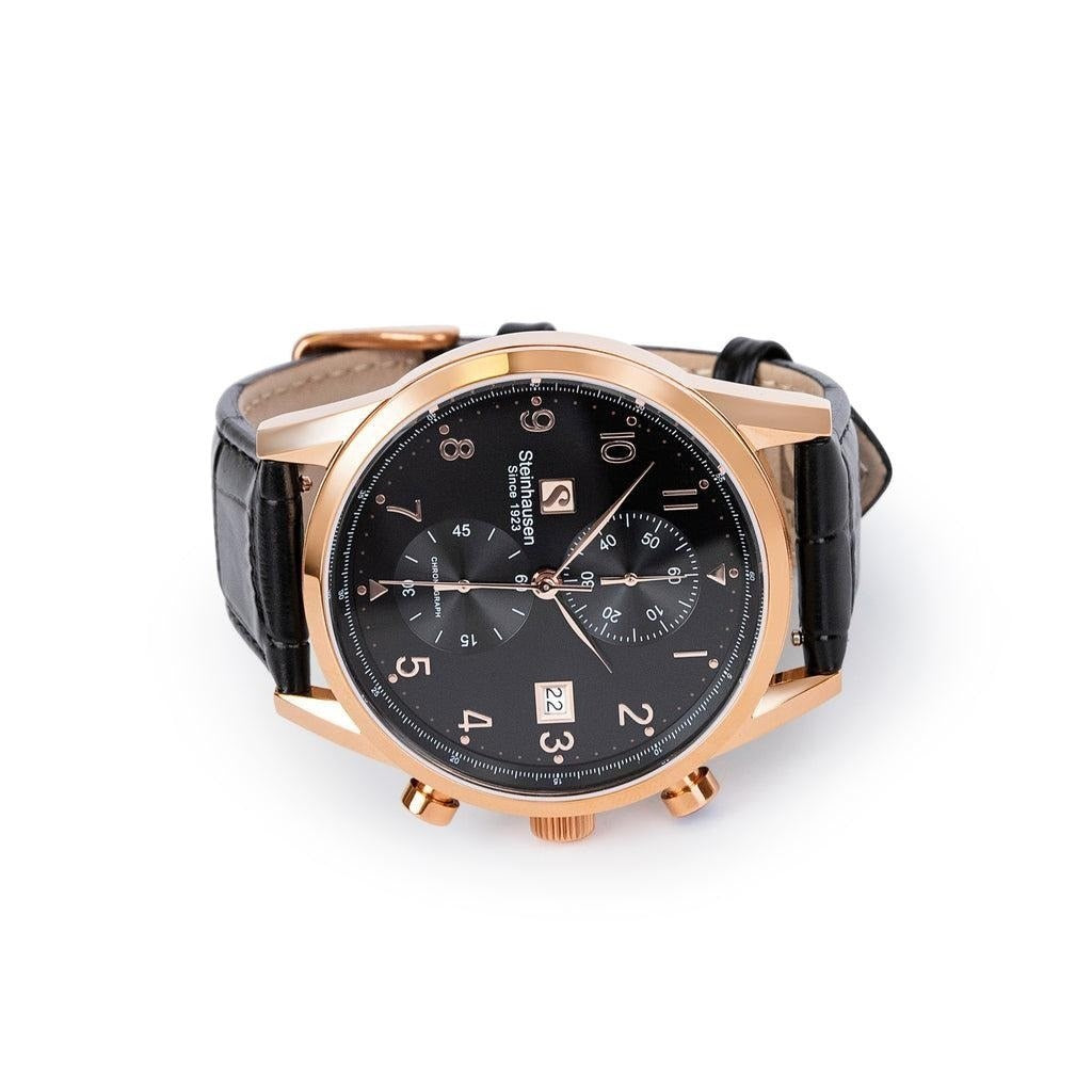 Steinhausen Lugano 42mm chronograph, rose gold, black dial - view 6