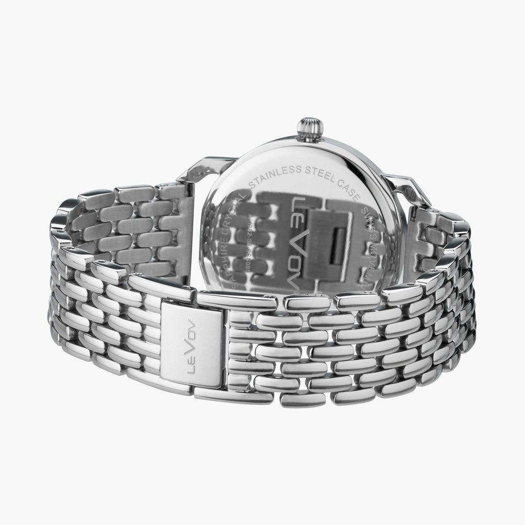 LeVov Silver-tone, silver dial, stone-set bezel - view 8