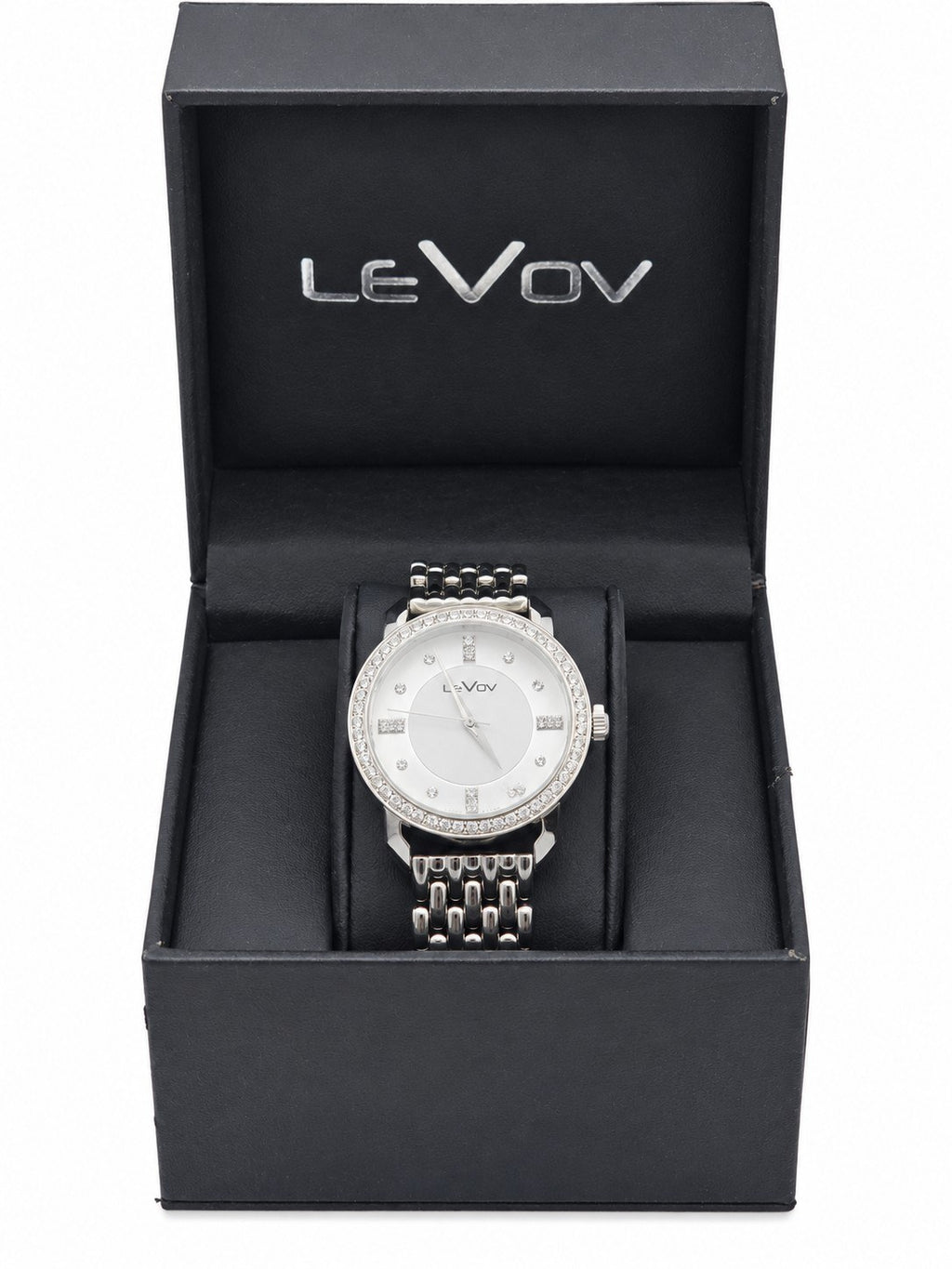 LeVov Silver-tone, silver dial, stone-set bezel - view 10