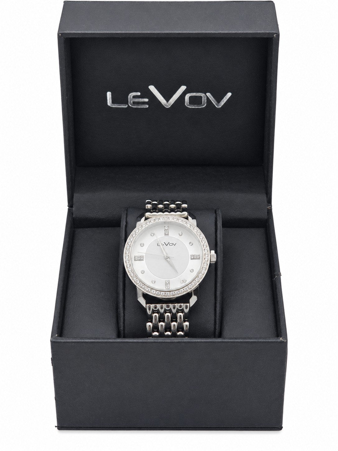 LeVov Silver-tone, silver dial, stone-set bezel - view 10
