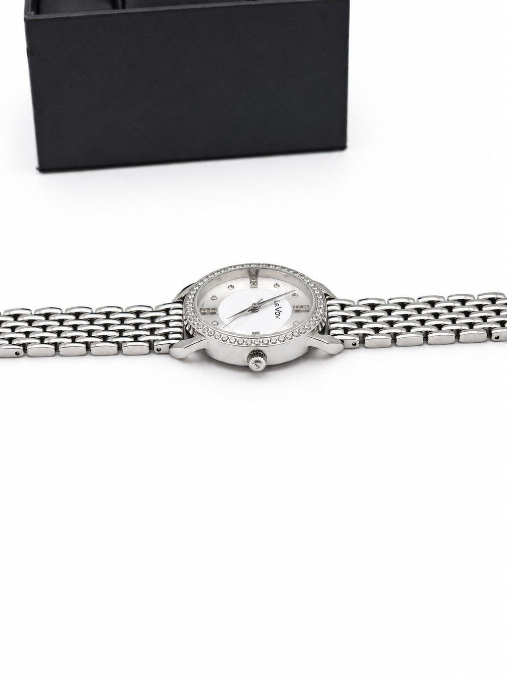 LeVov Silver-tone, silver dial, stone-set bezel - view 14
