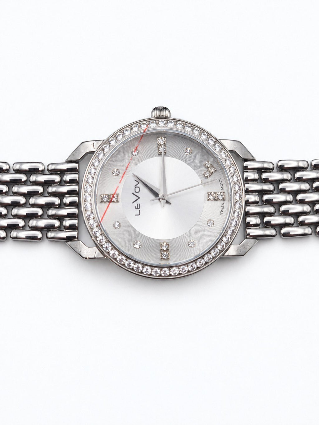 LeVov Silver-tone, silver dial, stone-set bezel - view 15