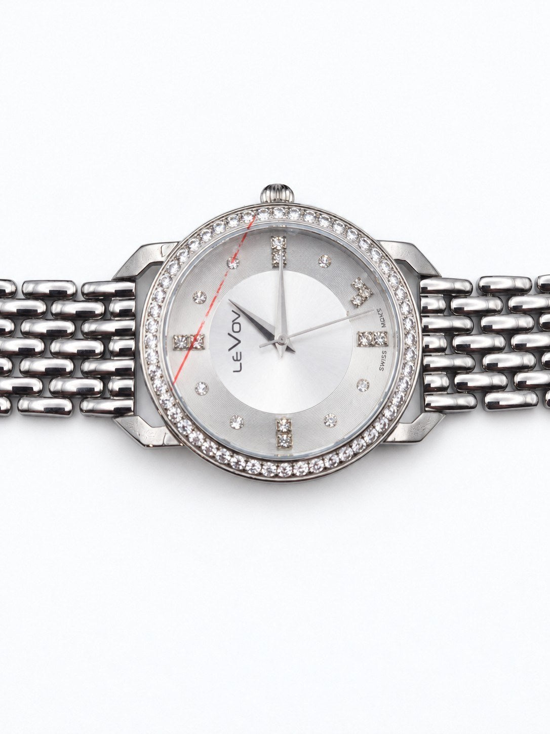 LeVov Silver-tone, silver dial, stone-set bezel - view 15