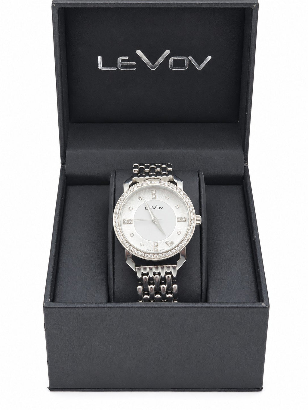 LeVov Silver-tone, silver dial, stone-set bezel - view 18