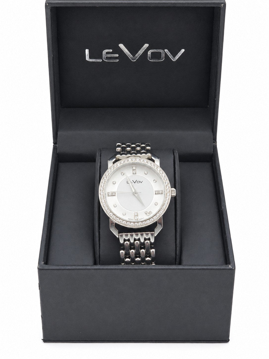 LeVov Silver-tone, silver dial, stone-set bezel - view 18