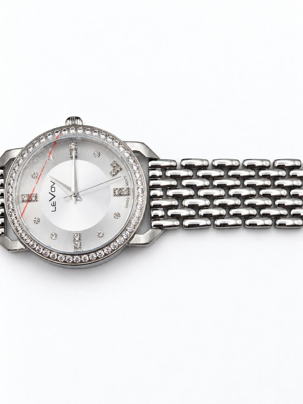 LeVov Silver-tone, silver dial, stone-set bezel - view 19