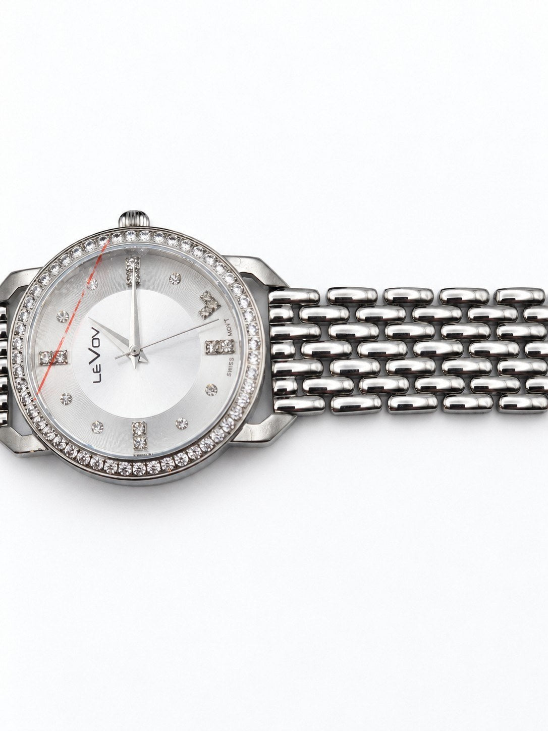 LeVov Silver-tone, silver dial, stone-set bezel - view 19
