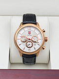 Tetra Torino Classico chronograph, rose gold & black leather