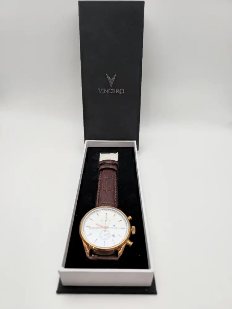Vincero Chrono S, rose gold, brown Italian leather