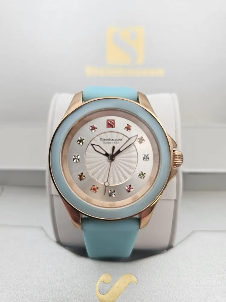 Steinhausen Arbon S1025 women’s 38mm, rose gold, blue silicone