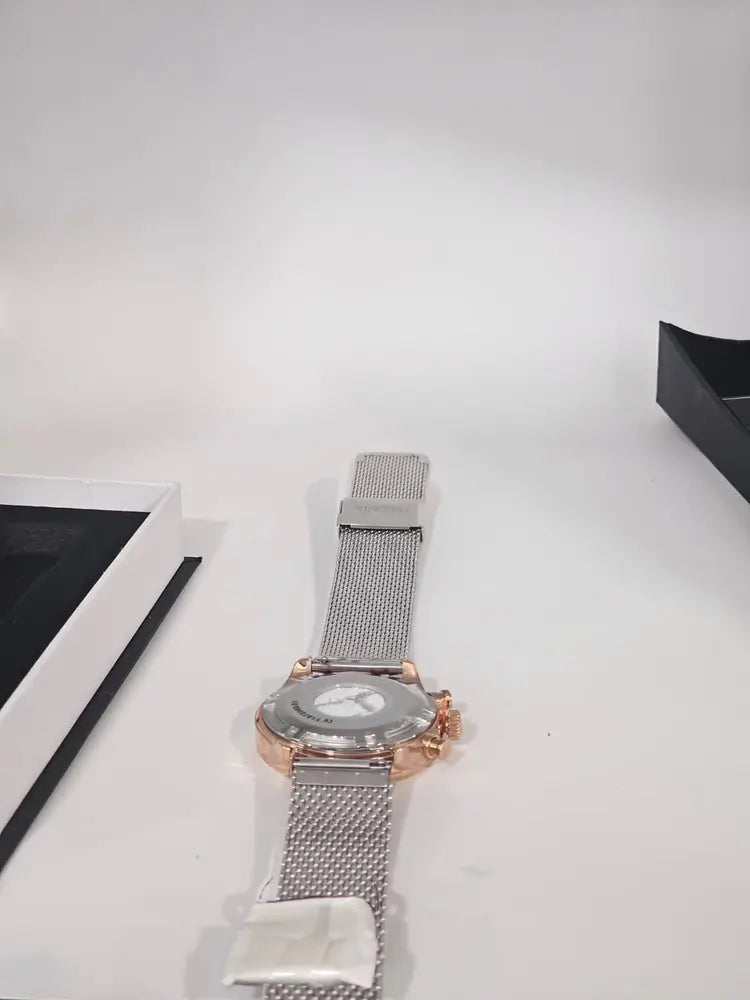 Vincero Chrono S, white dial, rose gold, silver mesh
