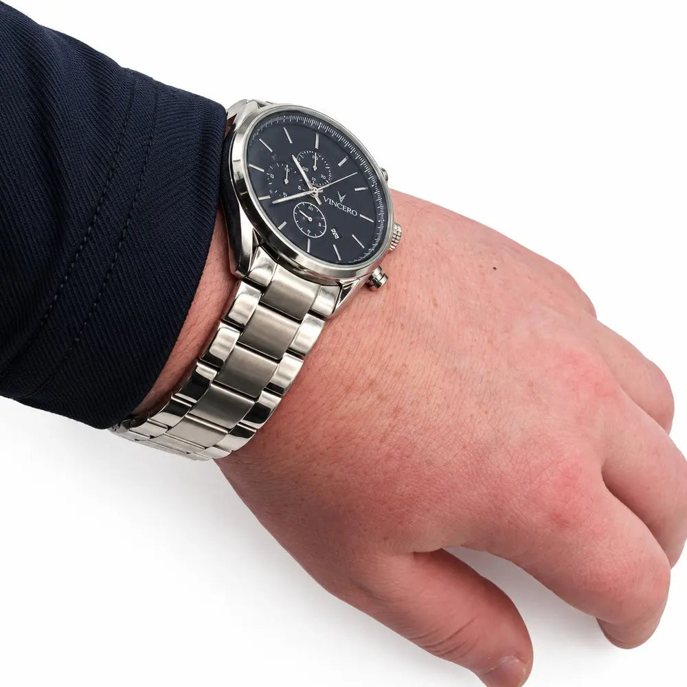 Vincero Chrono S, black dial, steel bracelet