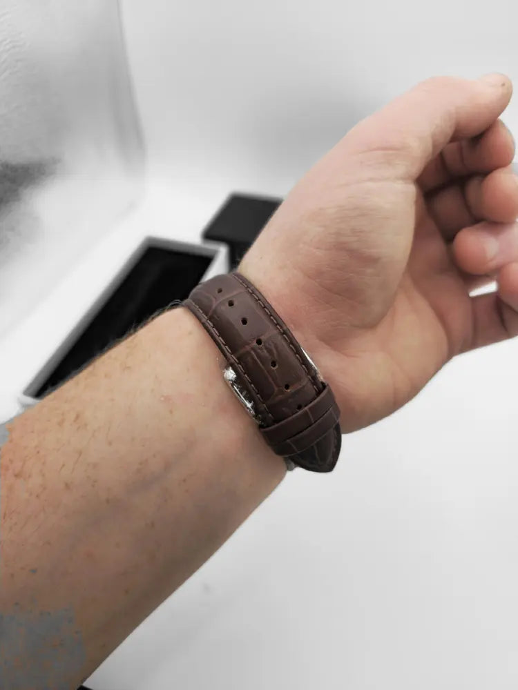 Vincero Kairos 42mm date, silver / rose gold, brown leather