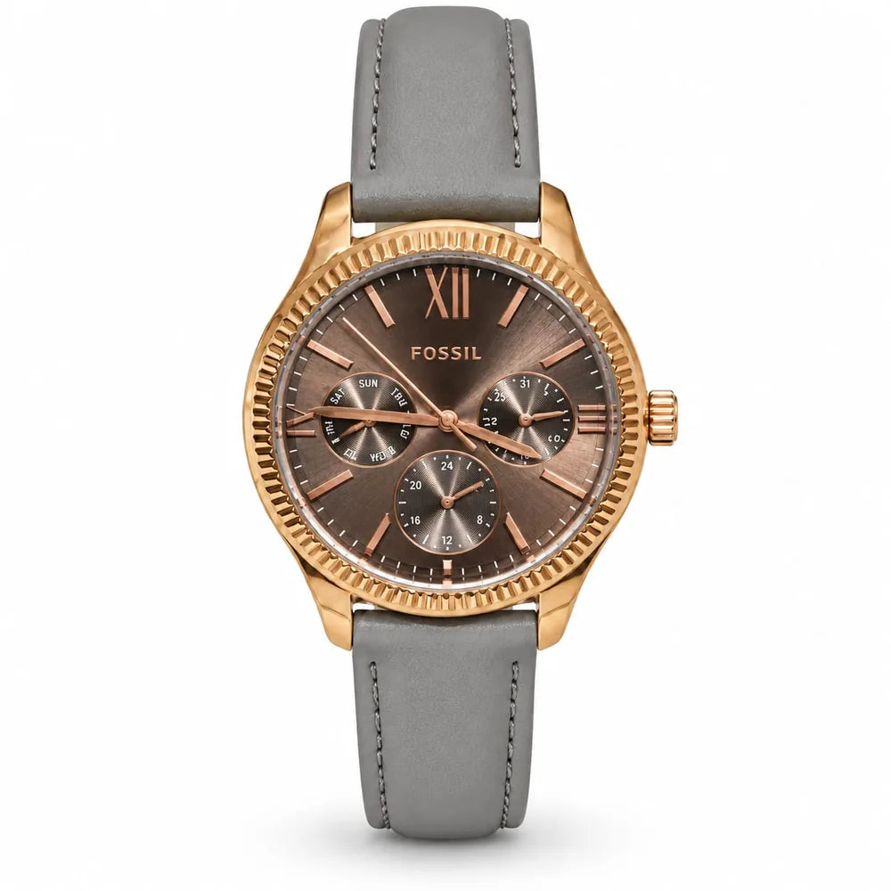 Fossil Rose-gold multifunction, brown dial