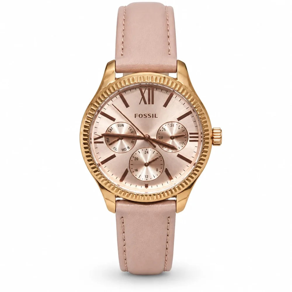 Fossil Rose-gold multifunction, blush dial