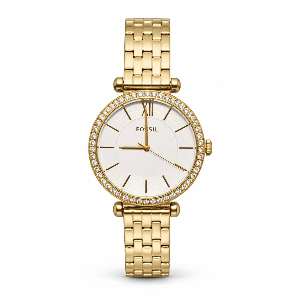 Fossil Gold link, crystal bezel