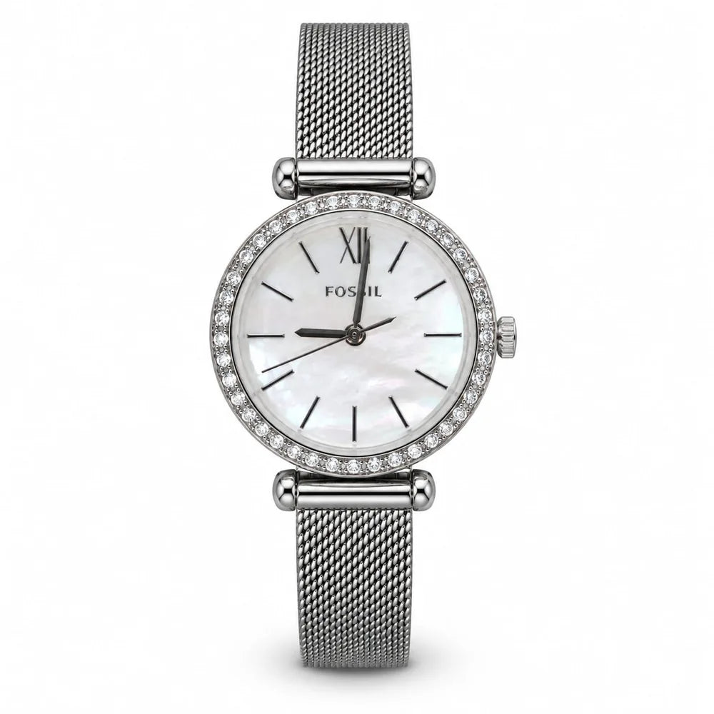 Fossil Silver mesh, mother-of-pearl dial