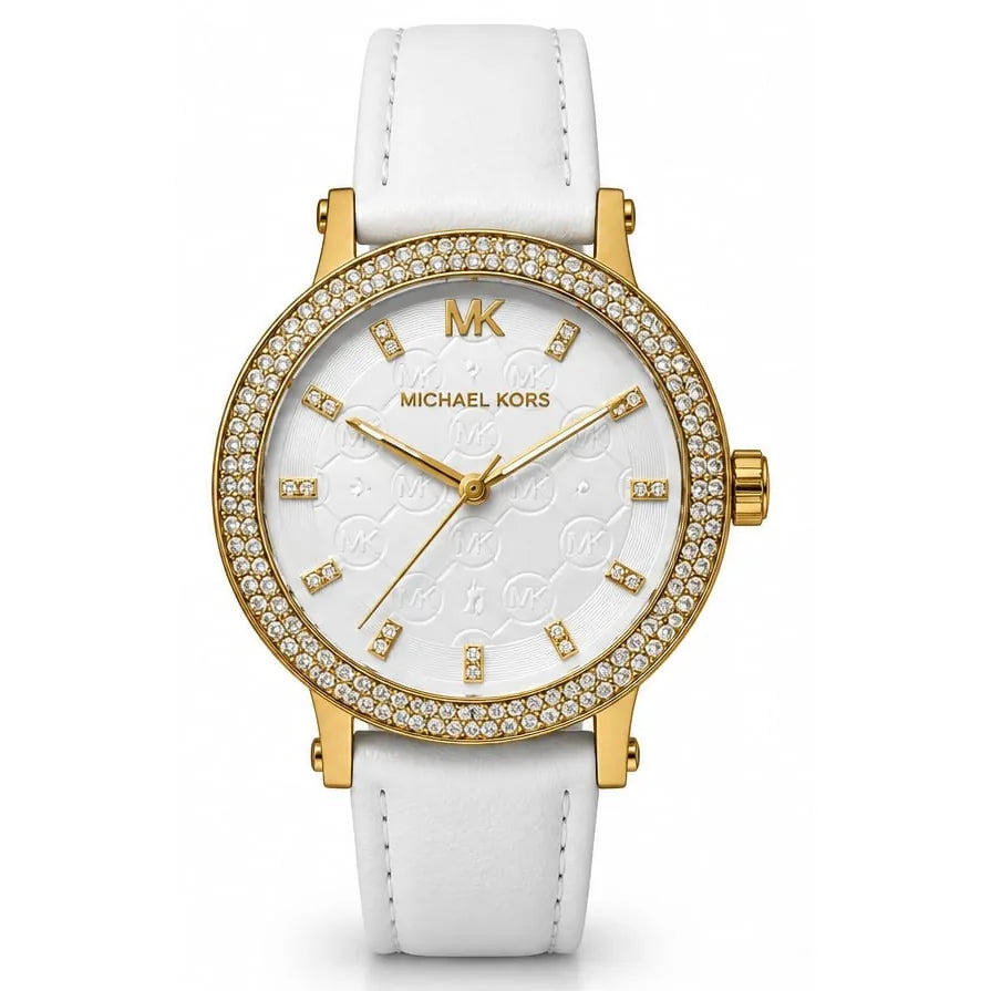 Michael Kors Gold pavé, white logo dial