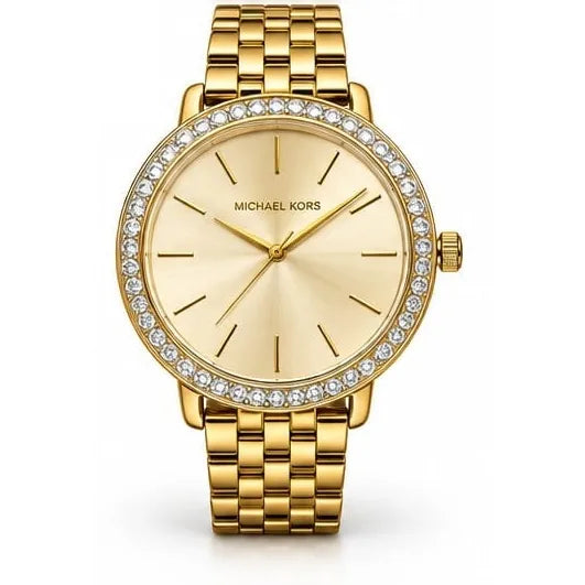 Michael Kors Gold, crystal bezel, champagne dial