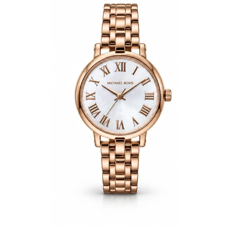 Michael Kors Rose-gold, white Roman dial