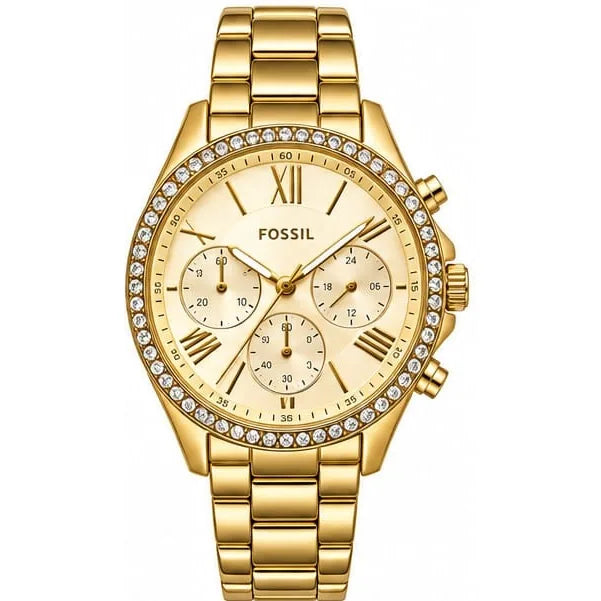 Fossil Gold multifunction, crystal bezel