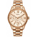 Fossil Rose-gold multifunction, fluted bezel