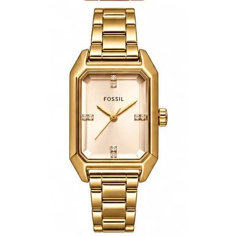 Fossil Rose-gold rectangle, blush dial