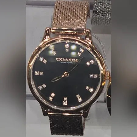 Coach Rose-gold mesh, black dial