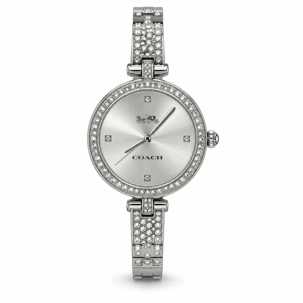 Coach Silver, crystal bezel, silver dial