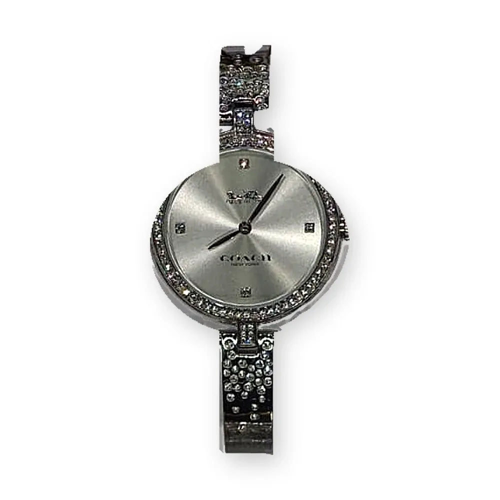 Coach Silver, crystal bezel, silver dial