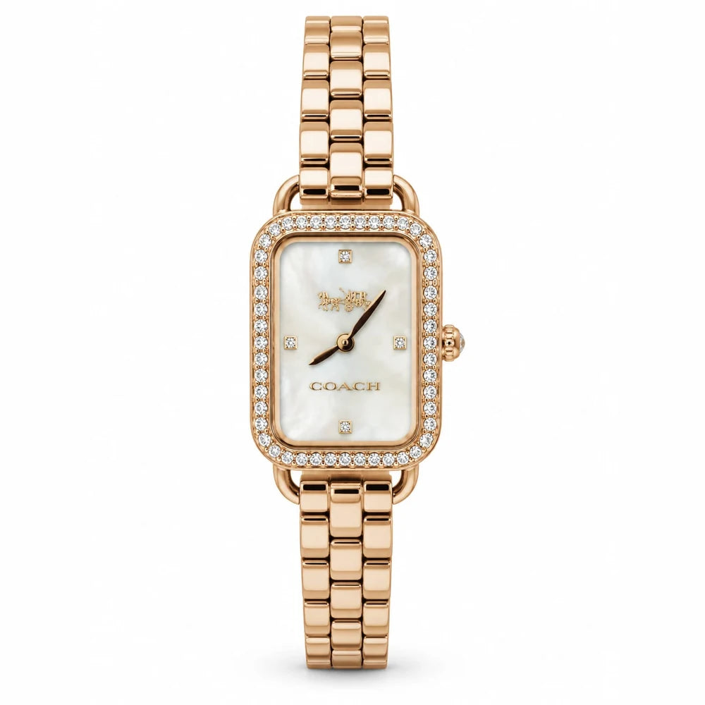 Coach Rose-gold rectangle, crystal bezel