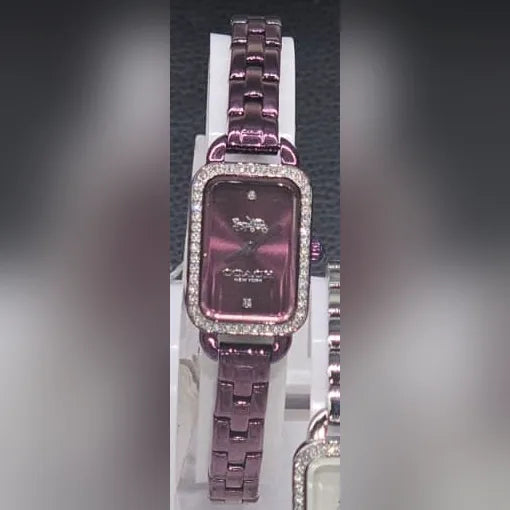 Coach Plum rectangle, crystal bezel