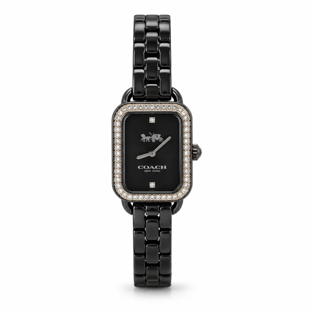 Coach Black rectangle, crystal bezel